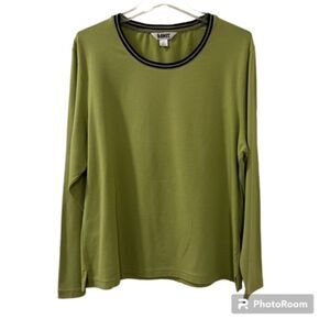 Vintage 90s Blast Womens XL Olive Green Scoop Neck Stretch Long Sleeve Top